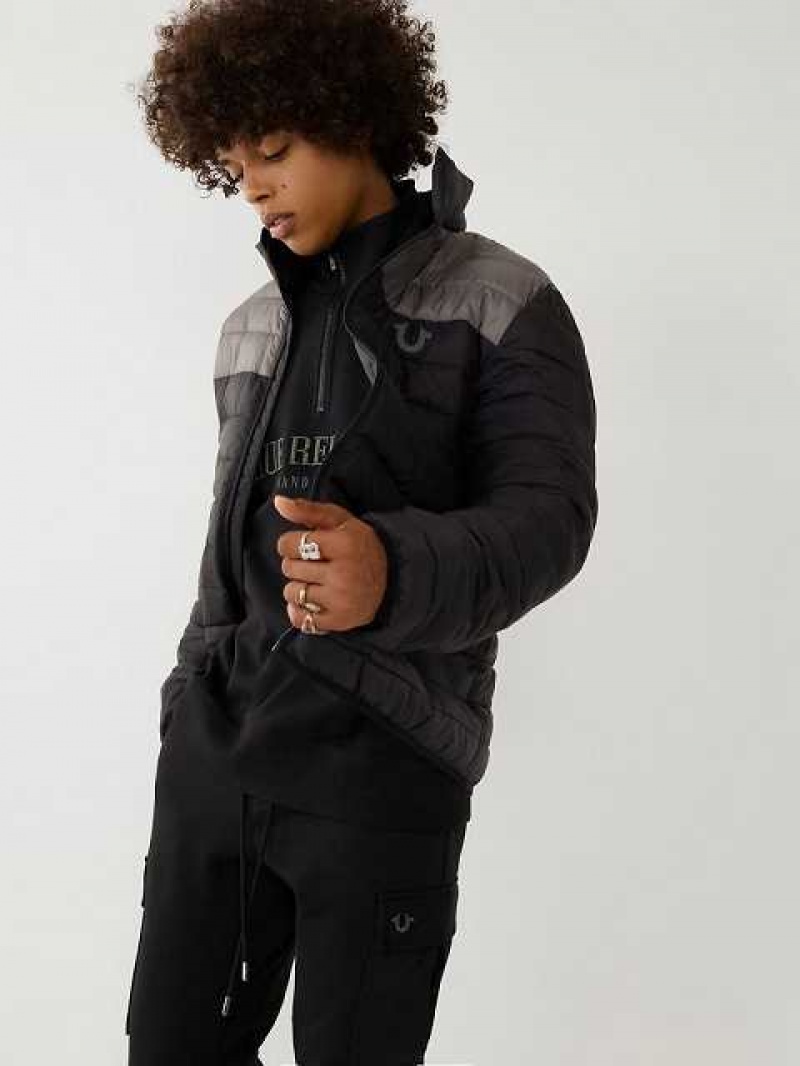 Chaqueta True Religion Two-tone Puffer Hombre Negras | Colombia-YUNXOJG28