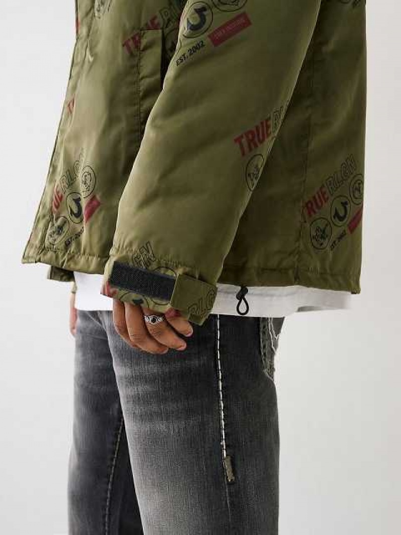 Chaqueta True Religion Utility Puffer Hombre Marrones Verde | Colombia-NOHLRKJ19