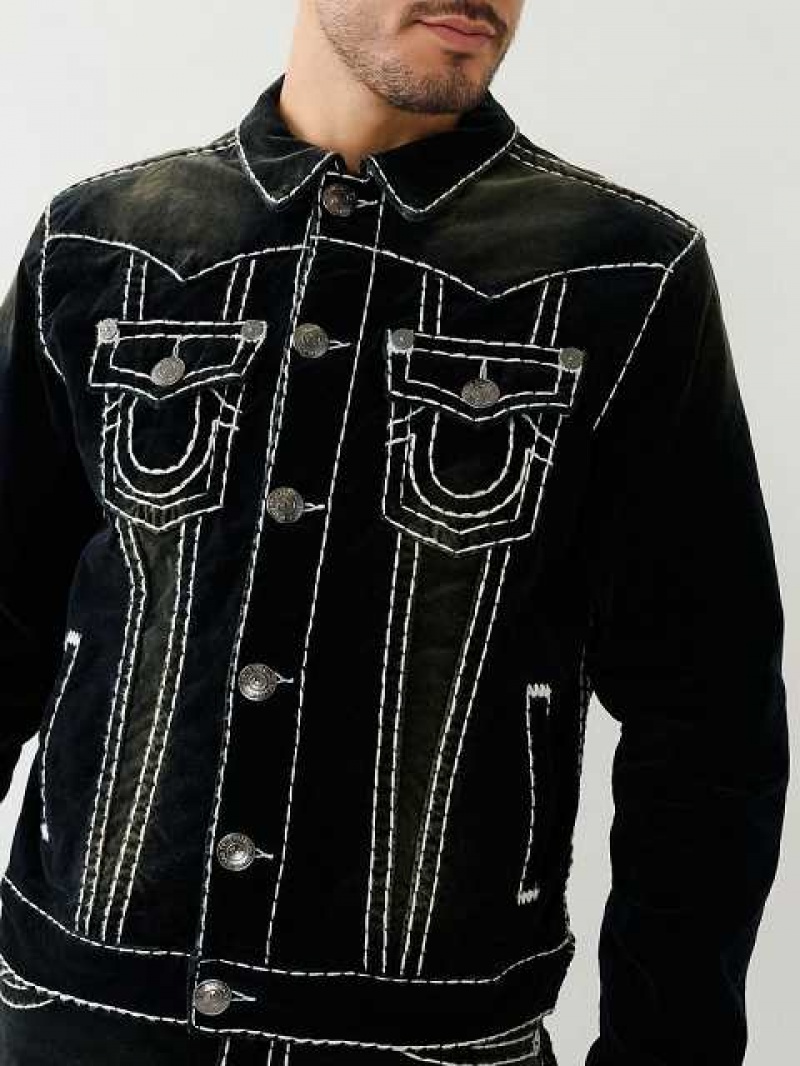 Chaqueta True Religion Velvet Jimmy Super T Hombre Negras Azules | Colombia-FMDJIEO52