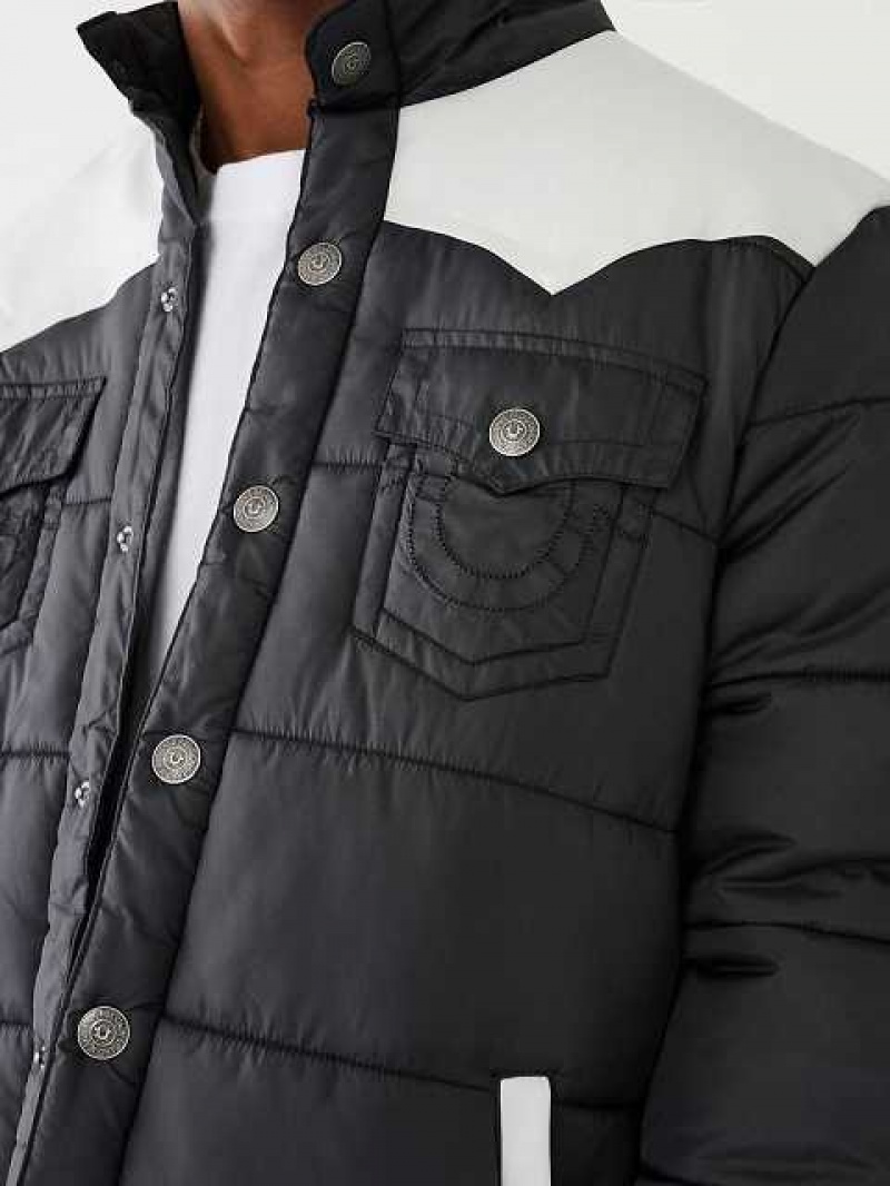 Chaqueta True Religion Western Puffer Hombre Negras | Colombia-TYBHRAK27