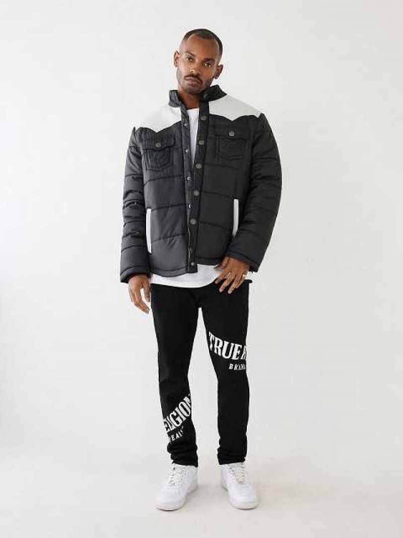 Chaqueta True Religion Western Puffer Hombre Negras | Colombia-TYBHRAK27