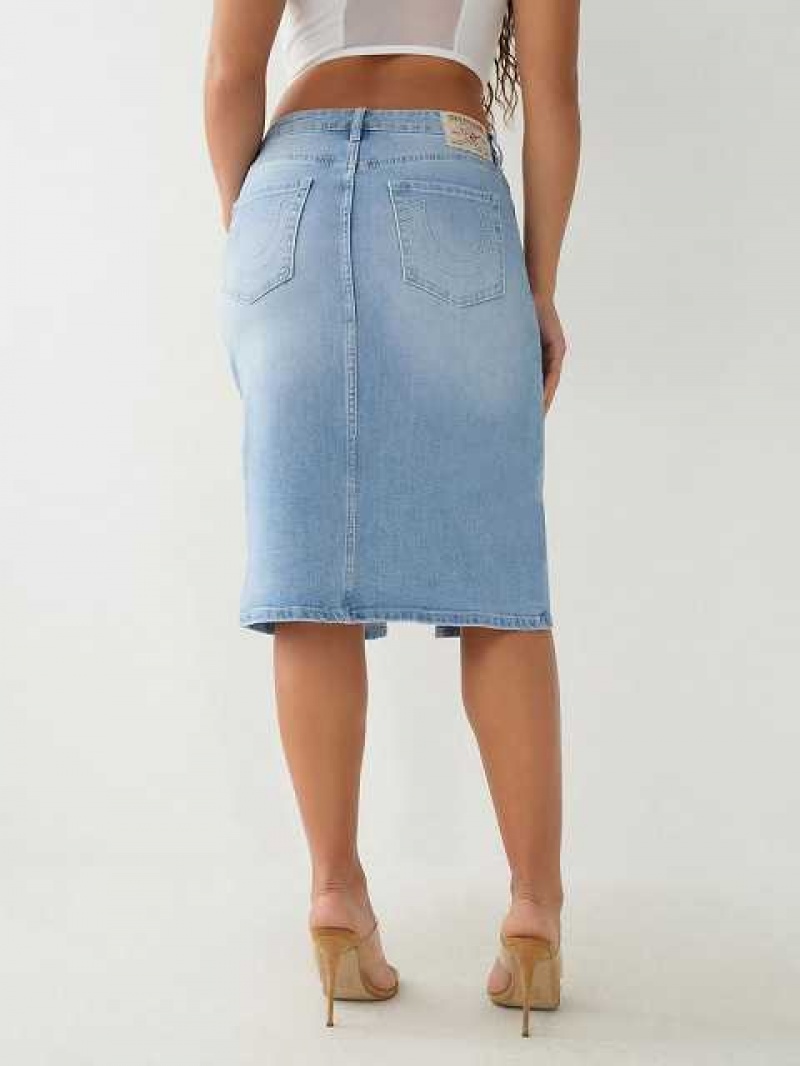 Falda True Religion Midi Denim Mujer Azules Claro Azules | Colombia-MSRLVYN83