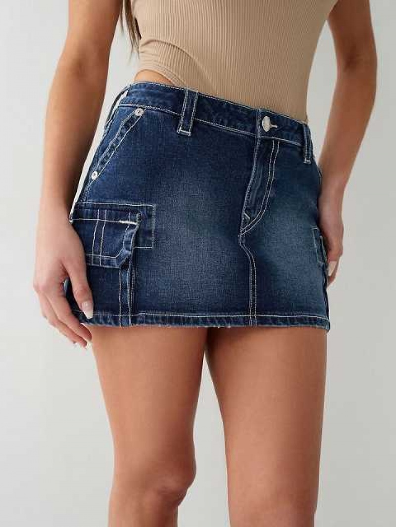 Falda True Religion Sadie Cargo Denim Mini Mujer Azules Claro | Colombia-WSBKJYR13