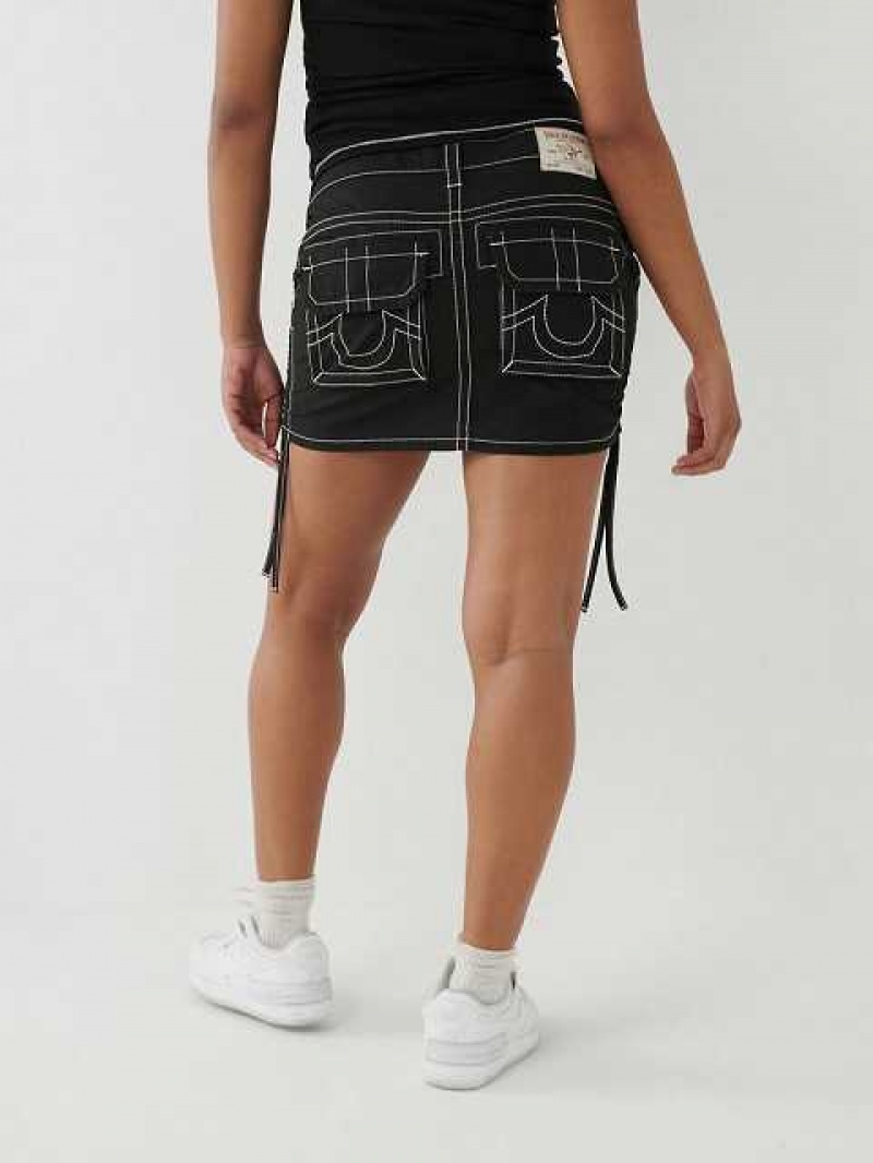 Falda True Religion Stacked Mini Mujer Negras | Colombia-PDIAQTL36