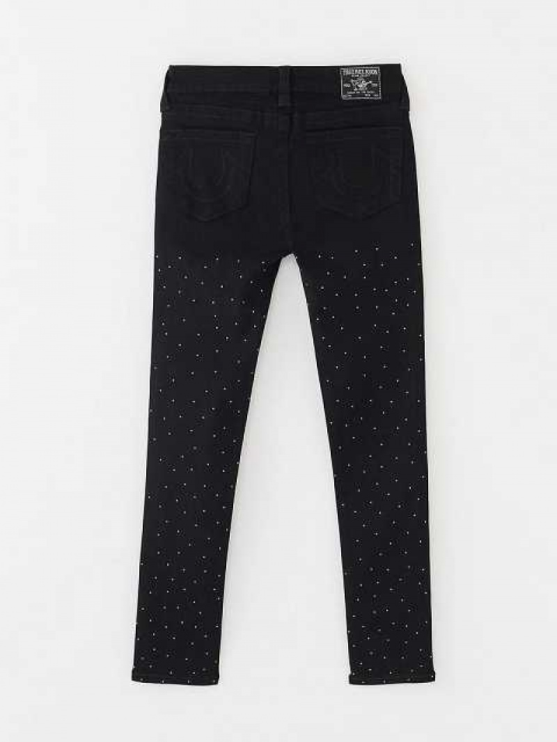 Jeans Skinny True Religion Crystal Halle Niños Negras | Colombia-QNPIZGD89