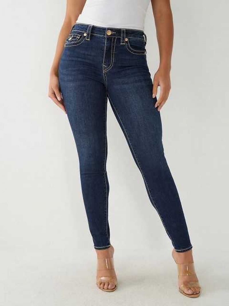 Jeans Skinny True Religion Halle Big T High Rise Super Mujer Azules Oscuro | Colombia-HXNAGTW61