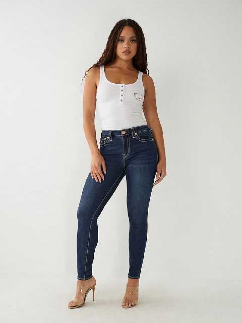 Jeans Skinny True Religion Halle Big T High Rise Super Mujer Azules Oscuro | Colombia-HXNAGTW61