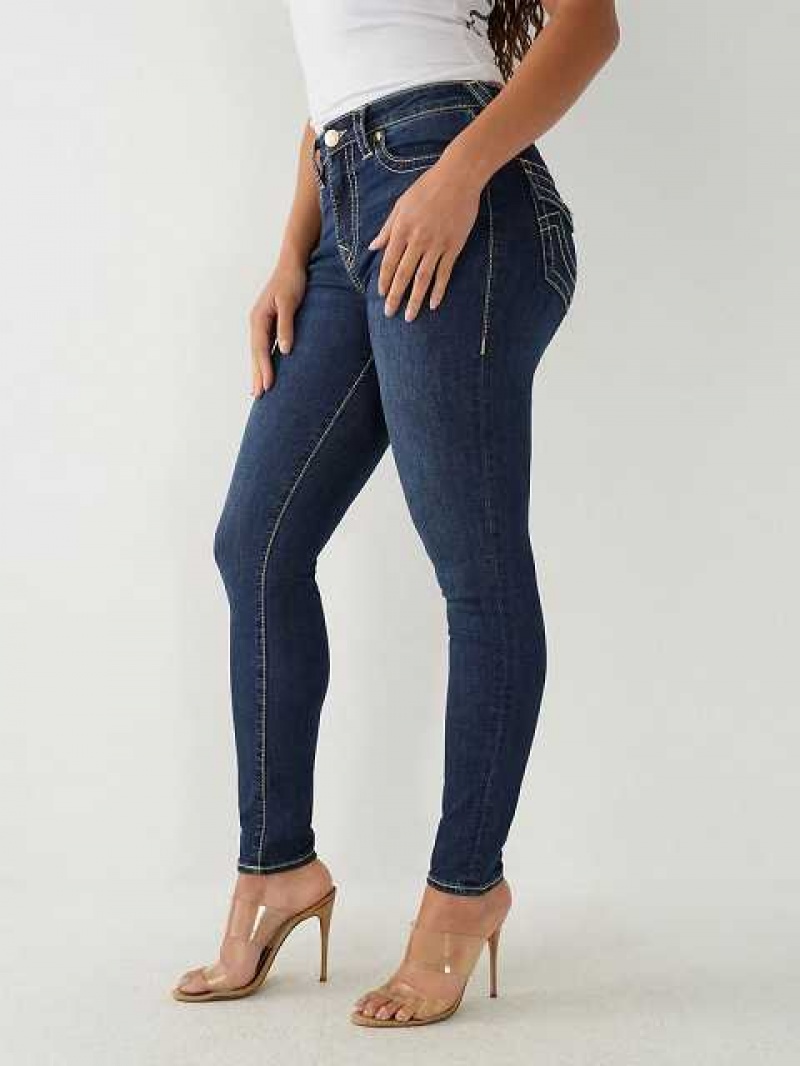 Jeans Skinny True Religion Halle Big T High Rise Super Mujer Azules Oscuro | Colombia-HXNAGTW61