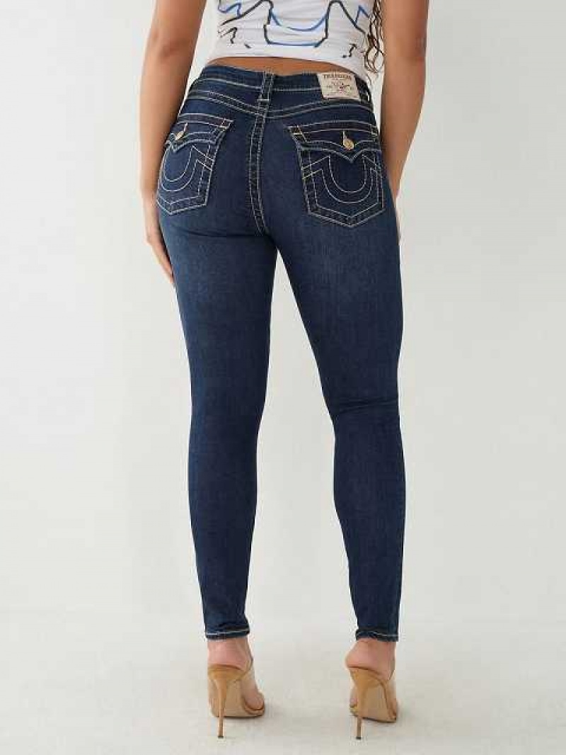 Jeans Skinny True Religion Halle Big T High Rise Super Mujer Azules Oscuro | Colombia-HXNAGTW61