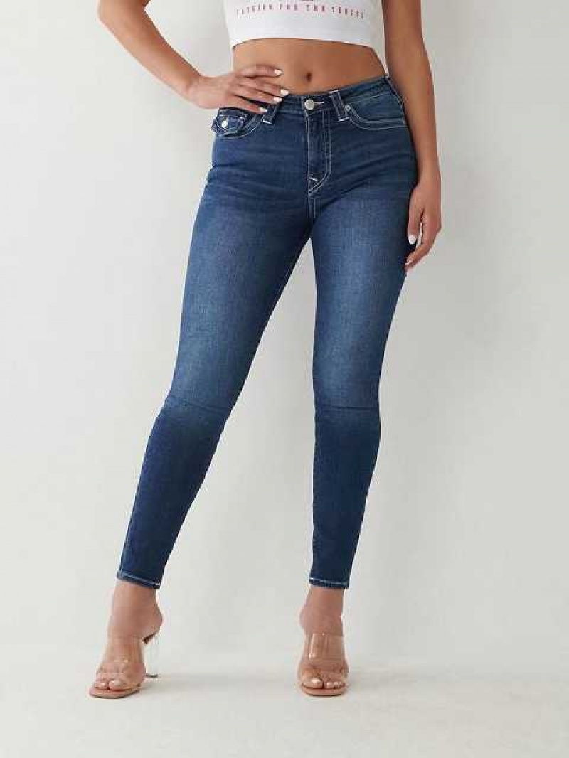 Jeans Skinny True Religion Halle High Rise Super Mujer Azules Oscuro | Colombia-URKLVHJ76