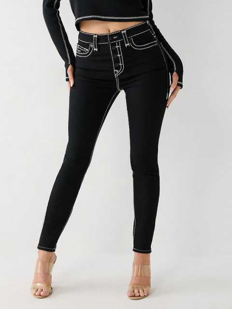 Jeans Skinny True Religion Halle High Rise Mujer Negras | Colombia-DVLZFQO46