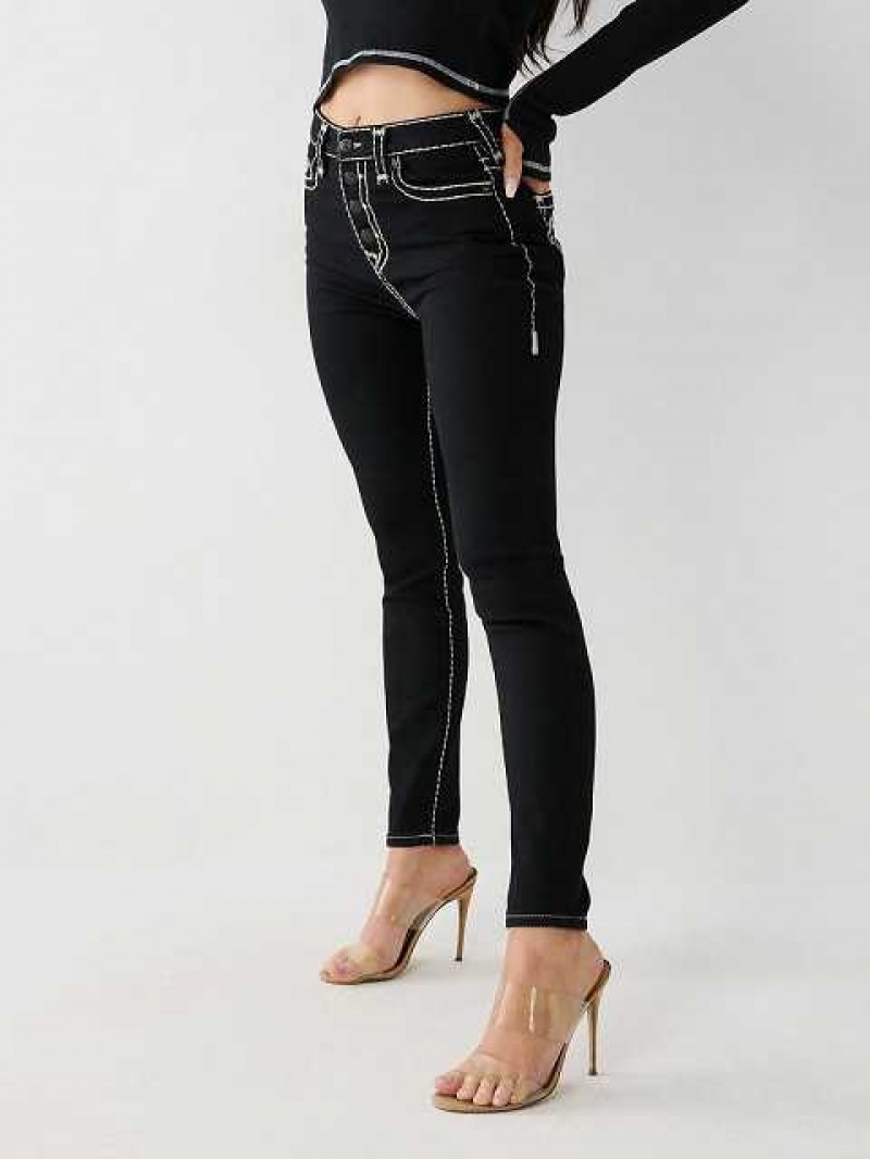 Jeans Skinny True Religion Halle High Rise Mujer Negras | Colombia-DVLZFQO46