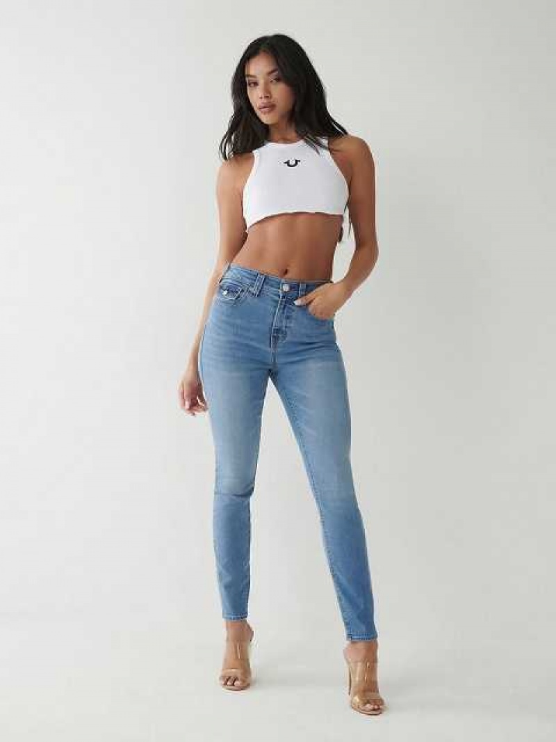 Jeans Skinny True Religion Halle High Rise Super Mujer Azules Claro | Colombia-QVRJTEZ19