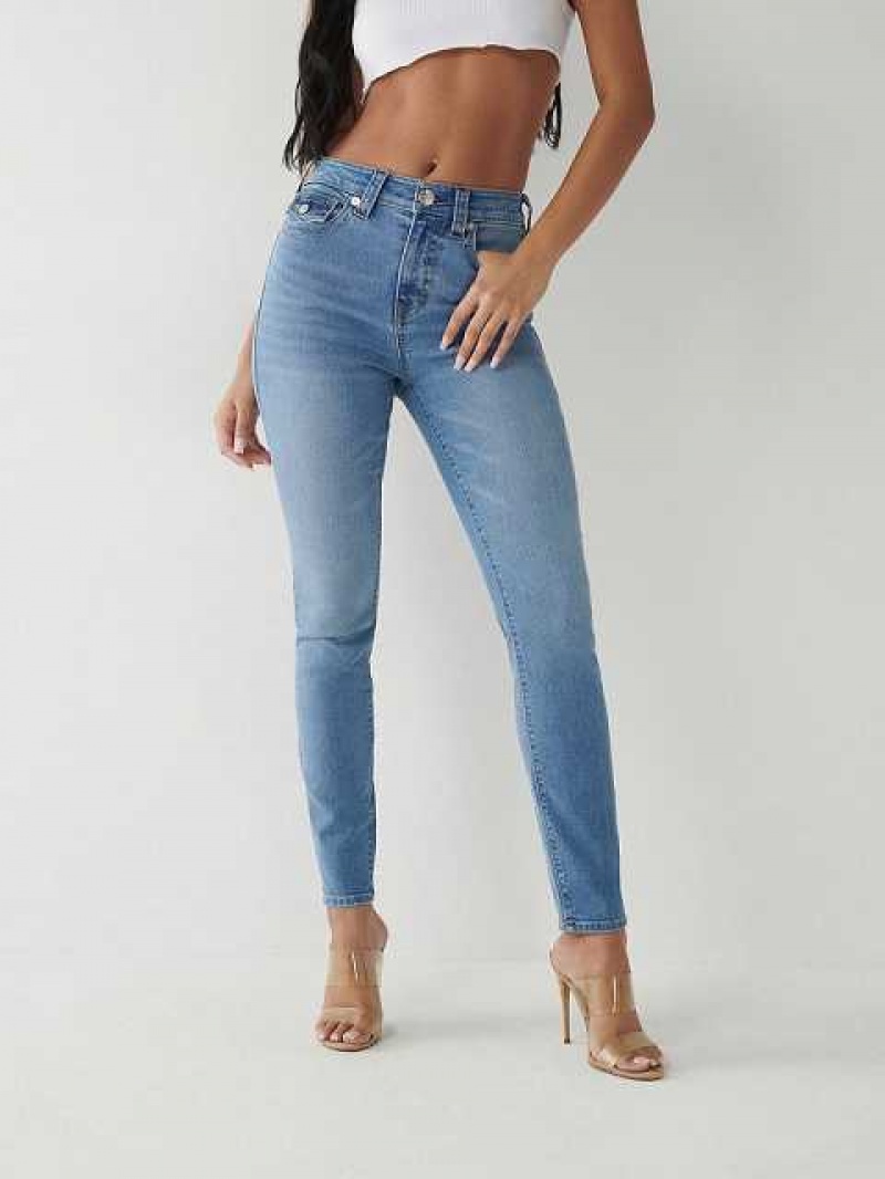 Jeans Skinny True Religion Halle High Rise Super Mujer Azules Claro | Colombia-QVRJTEZ19