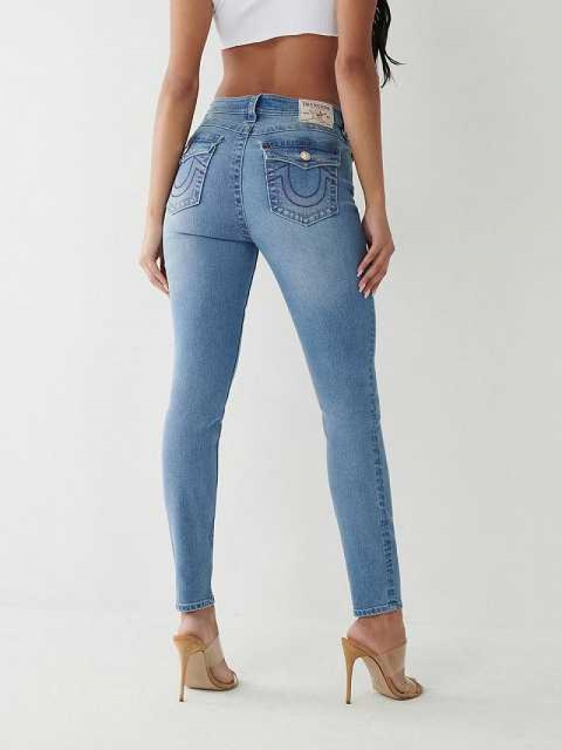 Jeans Skinny True Religion Halle High Rise Super Mujer Azules Claro | Colombia-QVRJTEZ19