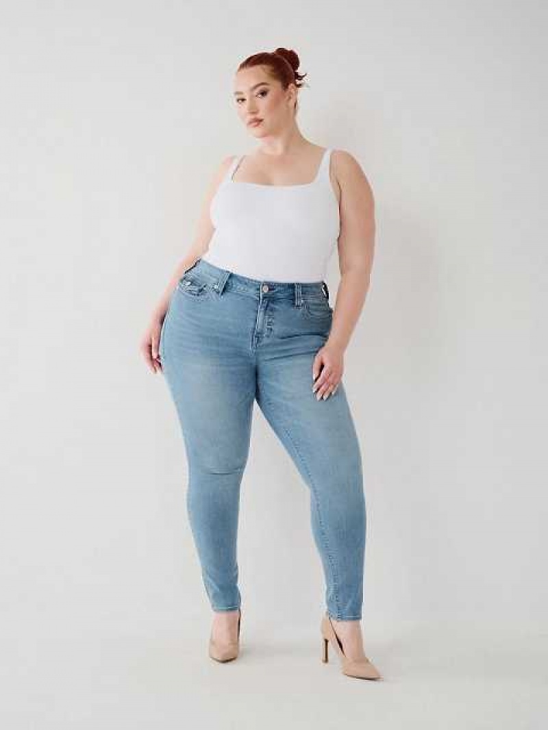 Jeans Skinny True Religion Halle High Rise Super Mujer Azules Claro | Colombia-QVRJTEZ19