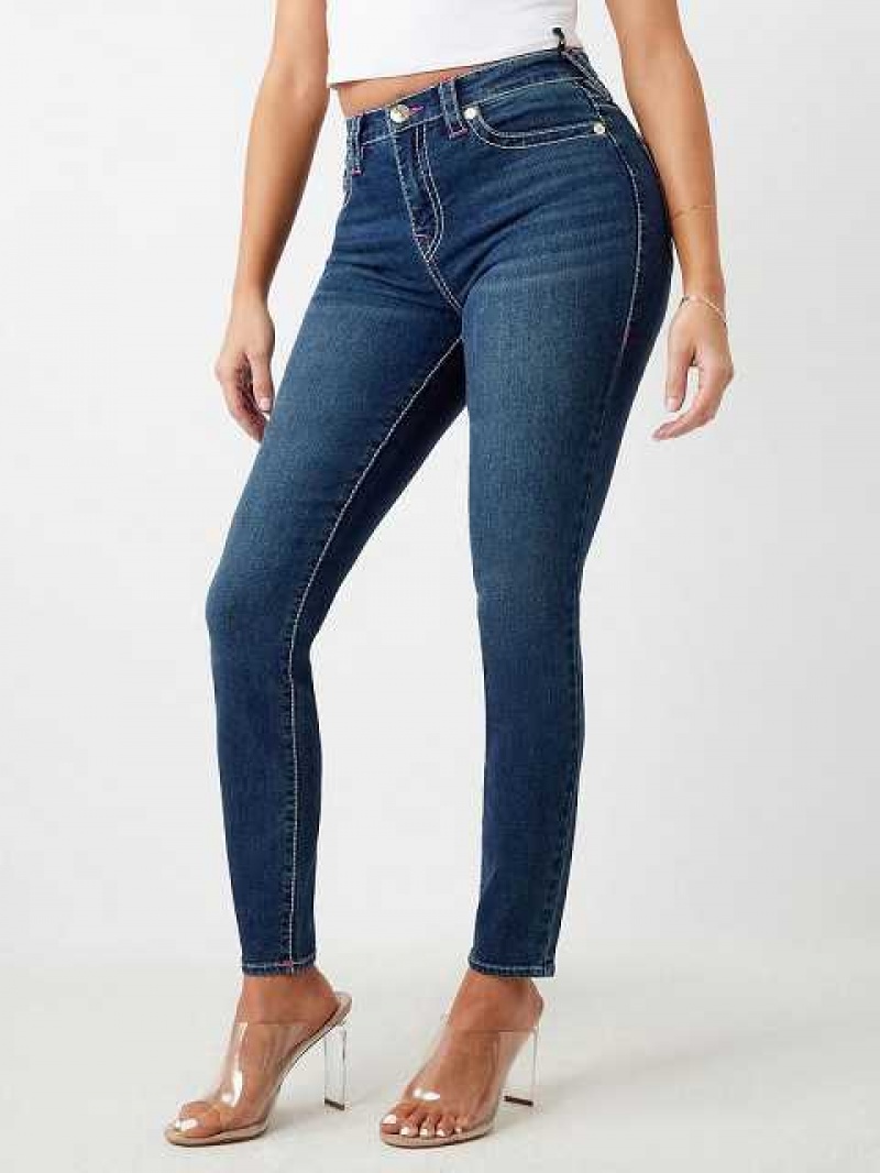 Jeans Skinny True Religion Halle High Rise Super Mujer Azul Marino | Colombia-MFZYIOQ39