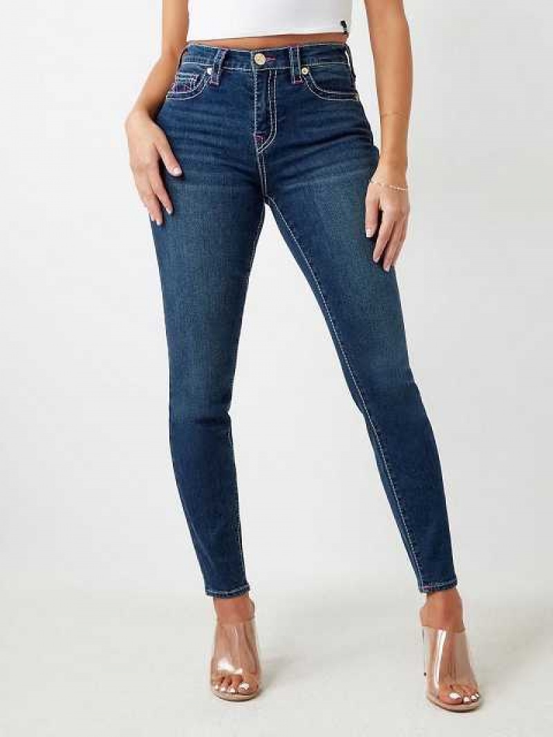 Jeans Skinny True Religion Halle High Rise Super Mujer Azul Marino | Colombia-MFZYIOQ39