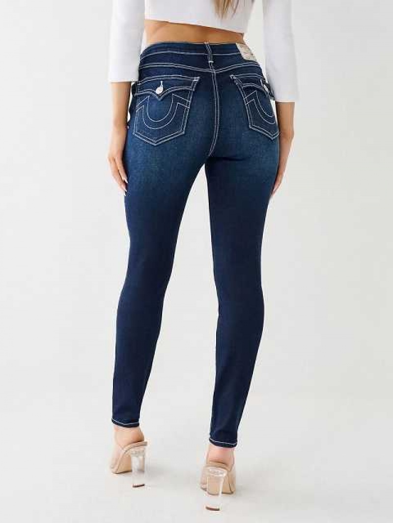 Jeans Skinny True Religion Halle Hr Sn Flap Mujer Azul Marino | Colombia-HLYGNJQ45