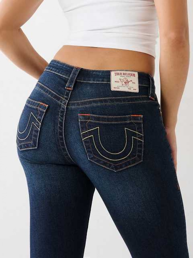 Jeans Skinny True Religion Halle Mid Rise Super Mujer Azules Oscuro | Colombia-ANPWLQS97