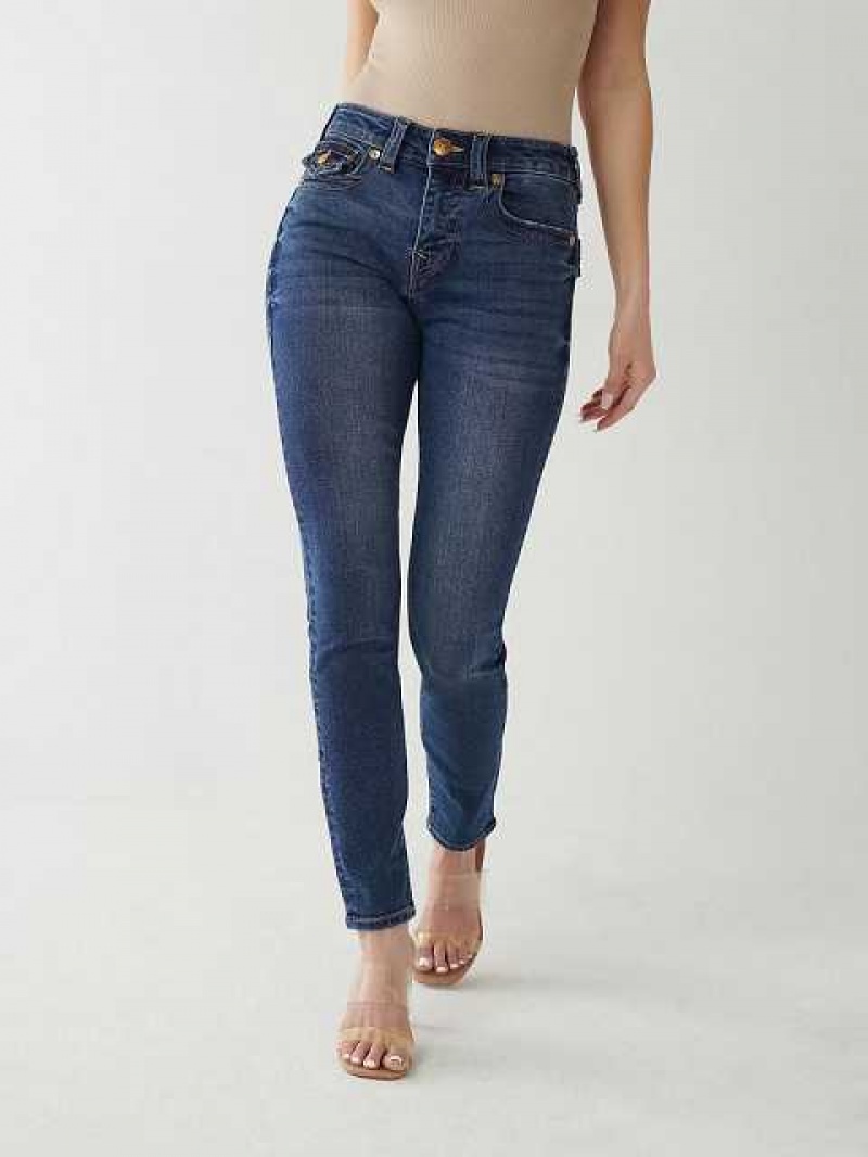 Jeans Skinny True Religion Halle Mid Rise Super Mujer Azules | Colombia-MJSKVWP84