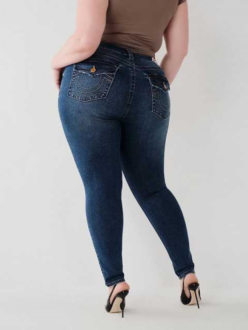 Jeans Skinny True Religion Halle Mid Rise Super Mujer Azules | Colombia-MJSKVWP84