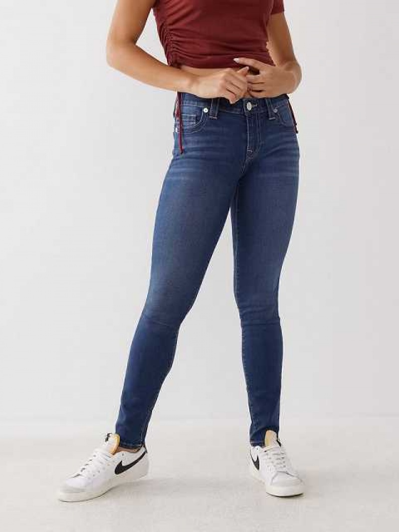 Jeans Skinny True Religion Halle Mid Rise Super Mujer Azul Marino | Colombia-EVXJGOZ64