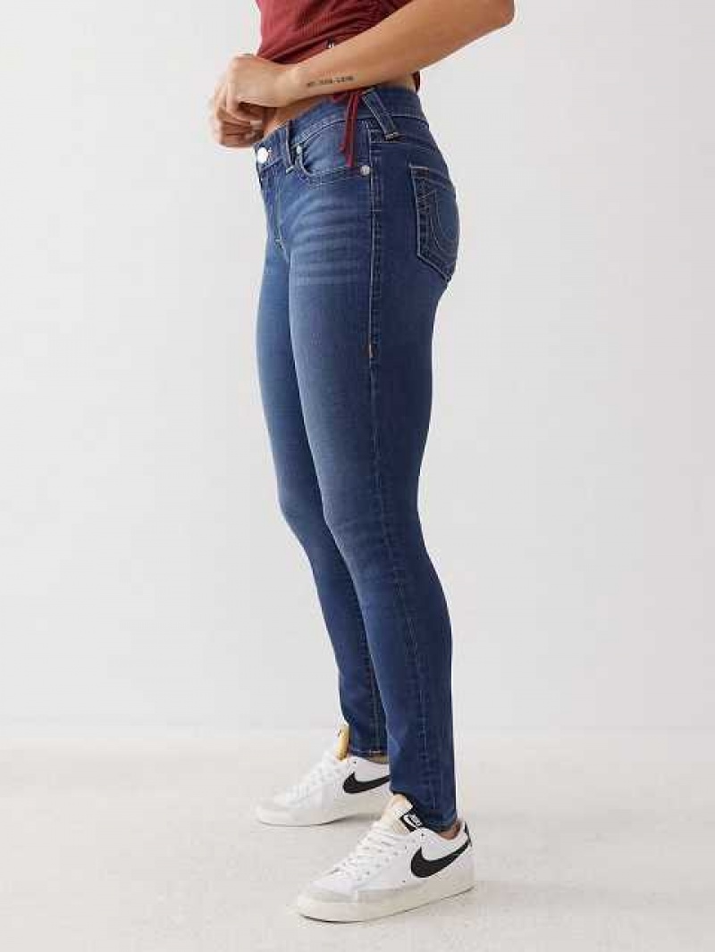 Jeans Skinny True Religion Halle Mid Rise Super Mujer Azul Marino | Colombia-EVXJGOZ64