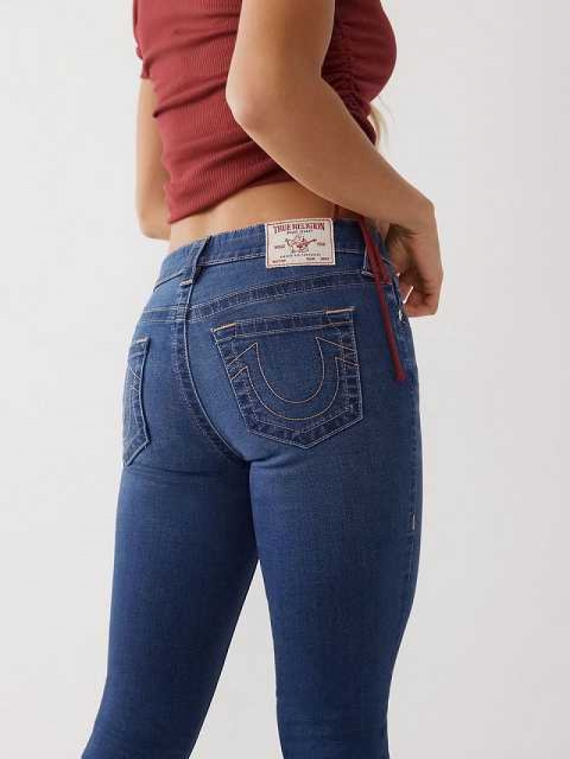 Jeans Skinny True Religion Halle Mid Rise Super Mujer Azul Marino | Colombia-EVXJGOZ64