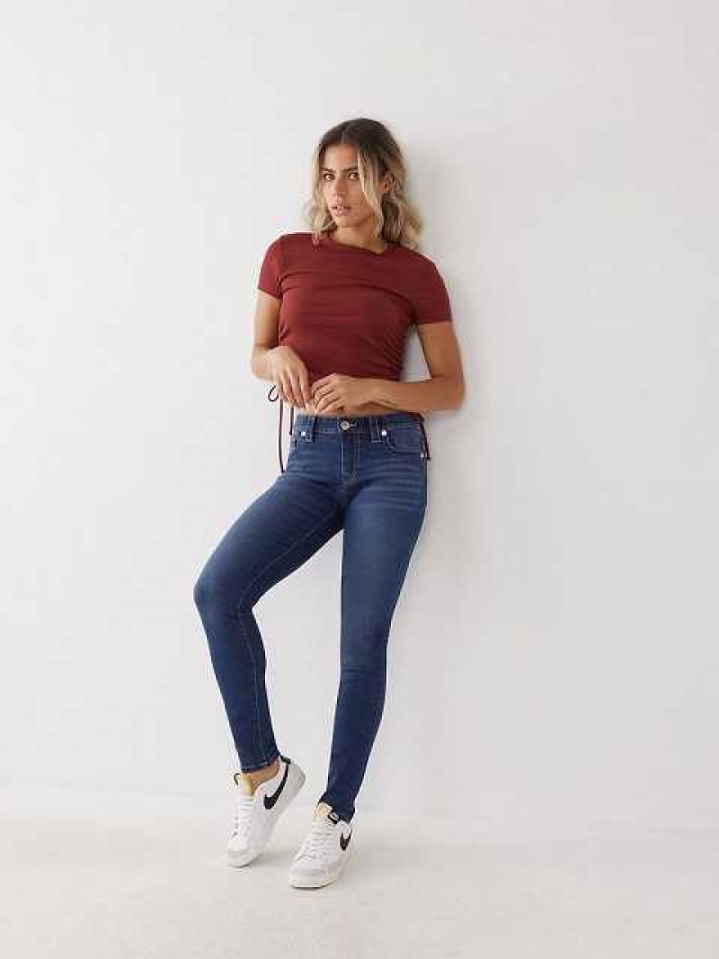 Jeans Skinny True Religion Halle Mid Rise Super Mujer Azul Marino | Colombia-EVXJGOZ64