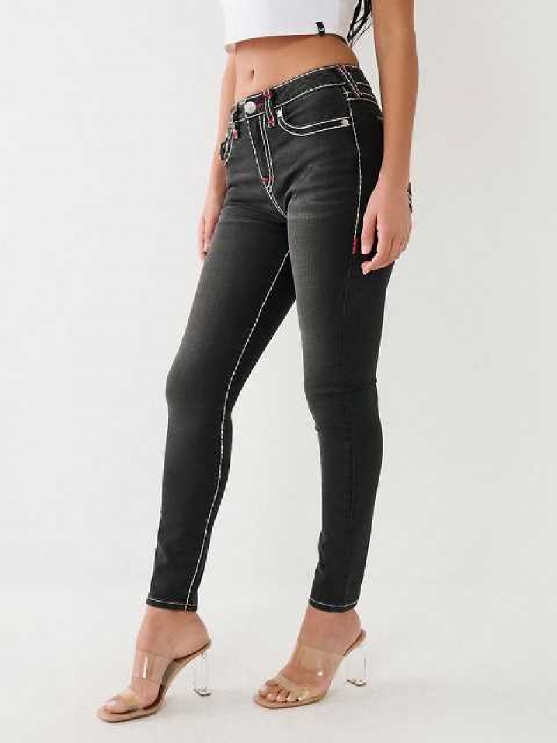 Jeans Skinny True Religion Jennie Mid Rise Super T Mujer Negras | Colombia-AUVEQSC40