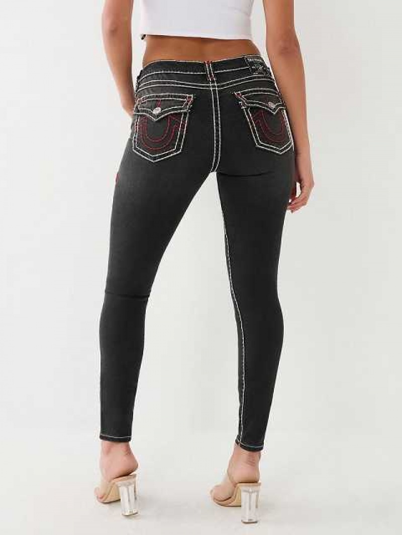 Jeans Skinny True Religion Jennie Mid Rise Super T Mujer Negras | Colombia-AUVEQSC40