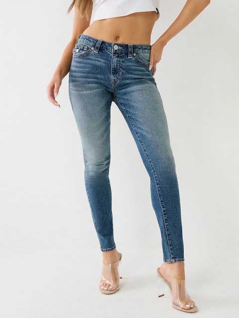 Jeans Skinny True Religion Jennie Mid Rise Flap Super Mujer Azules | Colombia-SIXOMYJ97