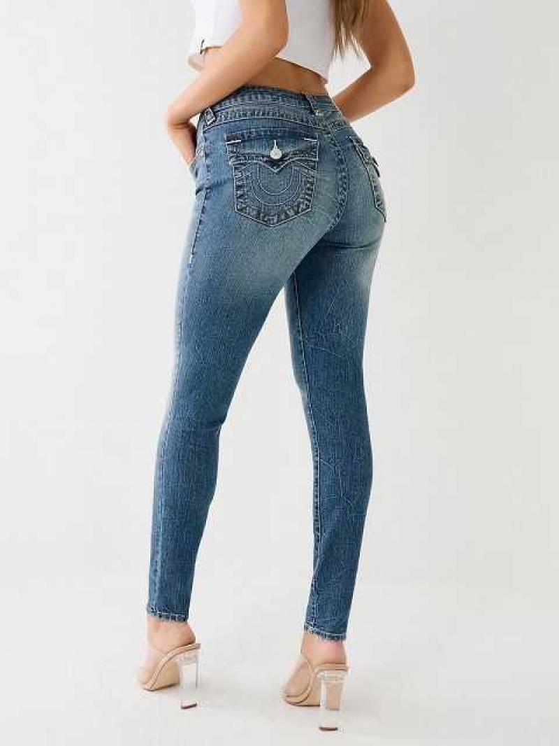 Jeans Skinny True Religion Jennie Mid Rise Flap Super Mujer Azules | Colombia-SIXOMYJ97