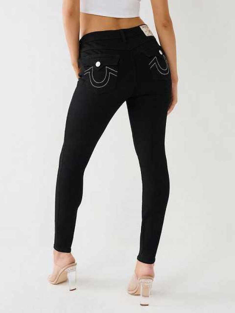 Jeans Skinny True Religion Jennie Mid Rise Flap Mujer Negras | Colombia-ROAZVJK21