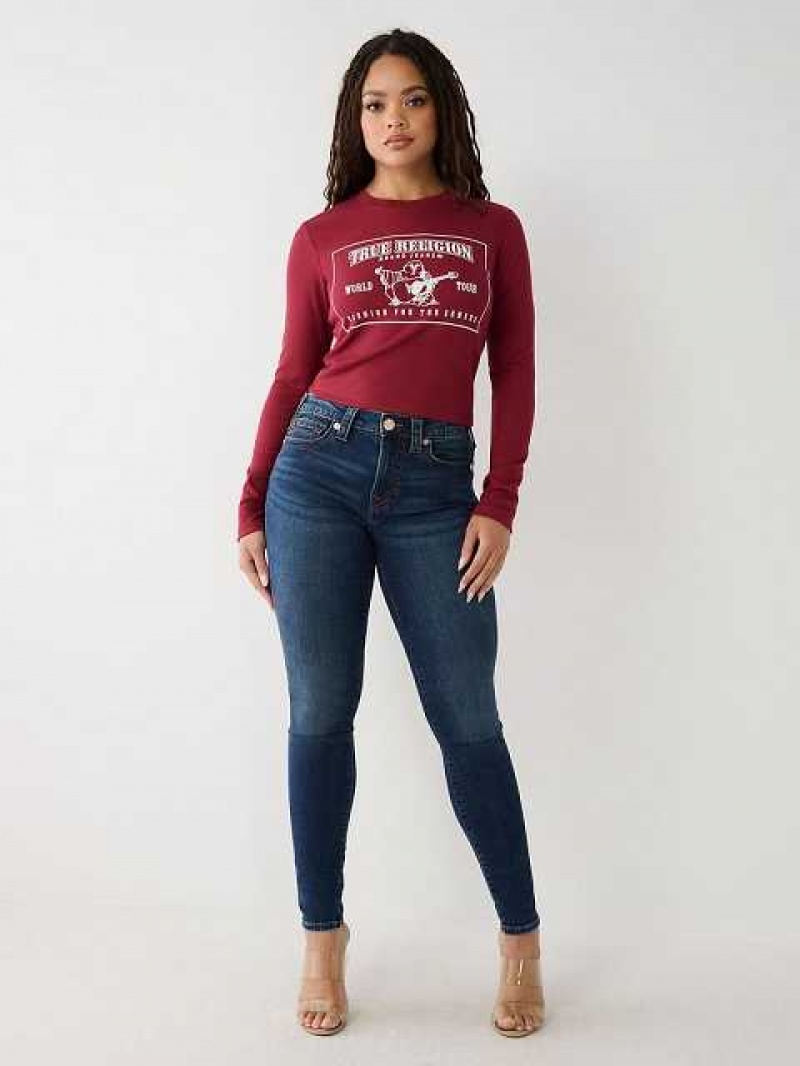 Jeans Skinny True Religion Jennie Mid Rise Curvy Mujer Azules Oscuro | Colombia-VQRPOSF36