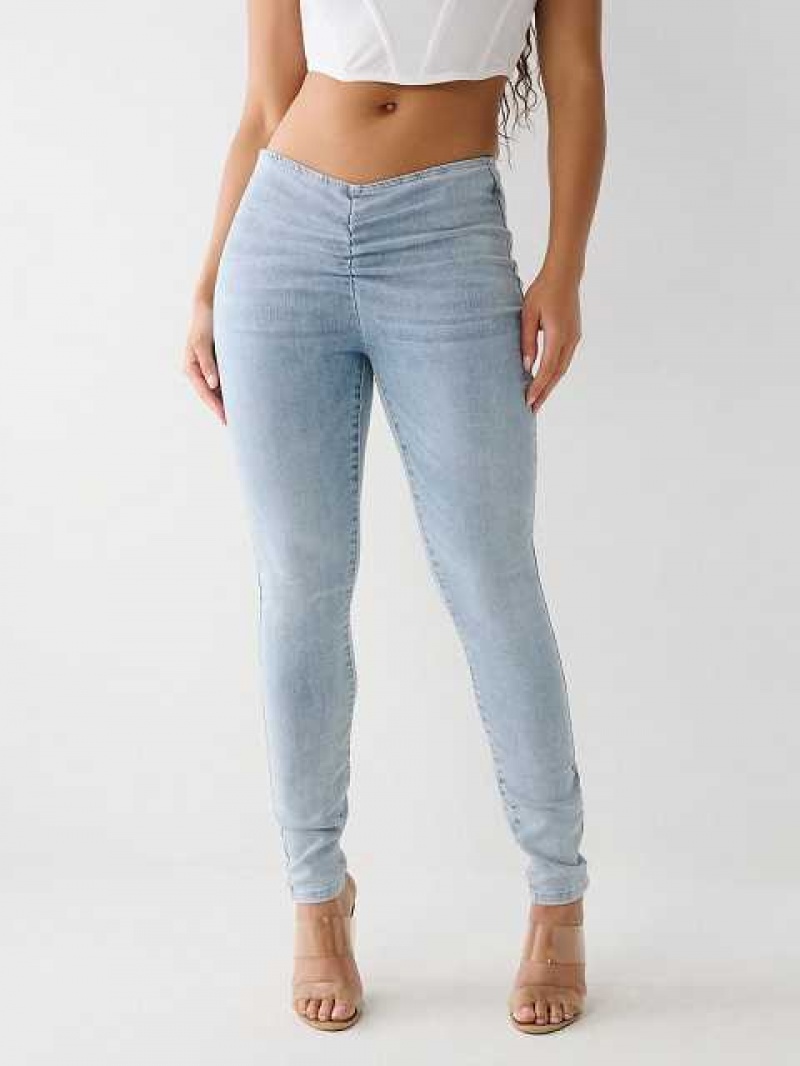 Jeans Skinny True Religion Low Rise Ruched Mujer Azules Claro | Colombia-XATHQML79