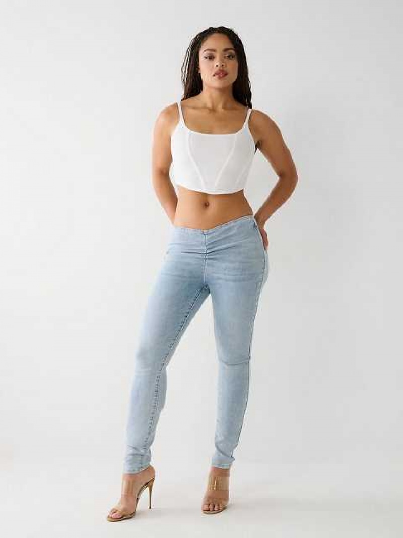 Jeans Skinny True Religion Low Rise Ruched Mujer Azules Claro | Colombia-XATHQML79