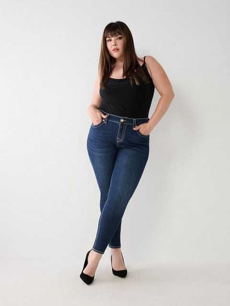 Jeans Skinny True Religion Plus Halle Big T High Rise Super Mujer Azules Oscuro | Colombia-QUFHCWJ15