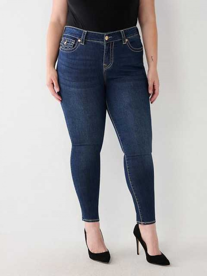 Jeans Skinny True Religion Plus Halle Big T High Rise Super Mujer Azules Oscuro | Colombia-QUFHCWJ15