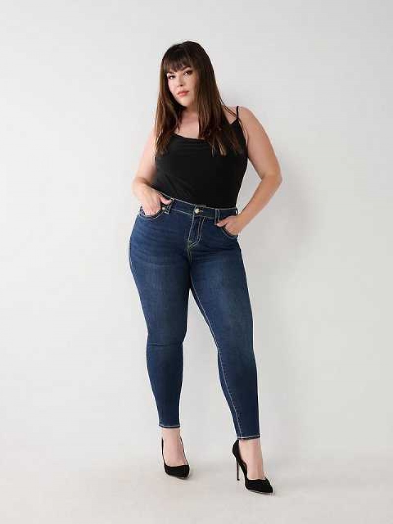 Jeans Skinny True Religion Plus Halle Big T High Rise Super Mujer Azules Oscuro | Colombia-QUFHCWJ15