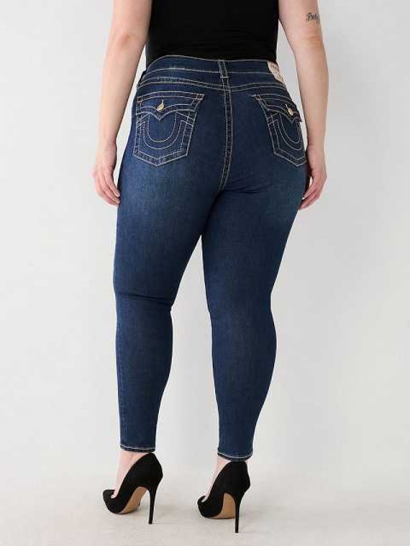 Jeans Skinny True Religion Plus Halle Big T High Rise Super Mujer Azules Oscuro | Colombia-QUFHCWJ15