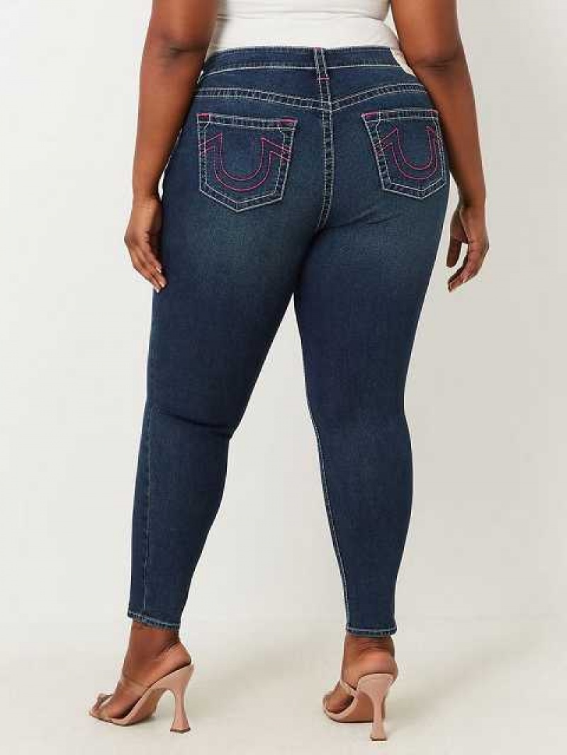 Jeans Skinny True Religion Plus Halle High Rise Super Mujer Azul Marino | Colombia-VGMSEPL40