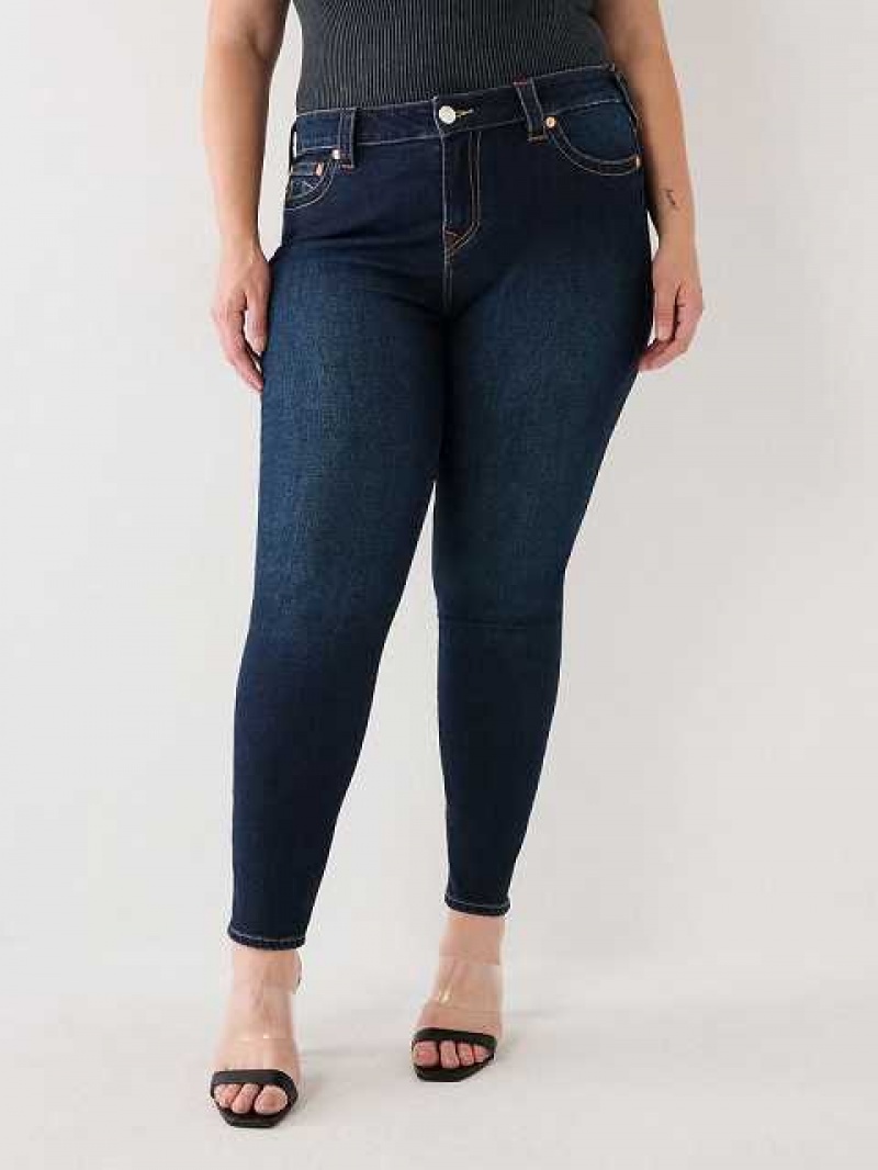 Jeans Skinny True Religion Plus Halle Mid Rise Super Mujer Azules Oscuro | Colombia-CMGIJRF53