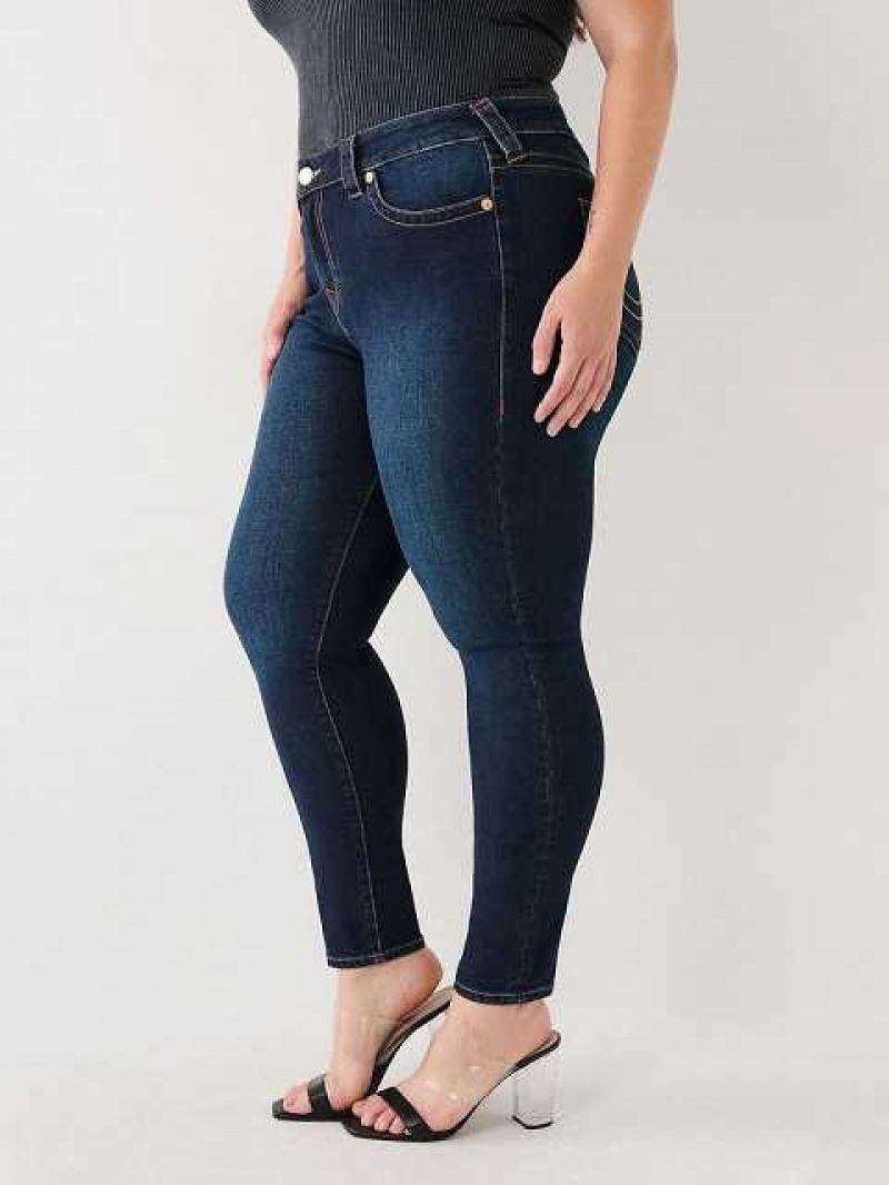 Jeans Skinny True Religion Plus Halle Mid Rise Super Mujer Azules Oscuro | Colombia-CMGIJRF53