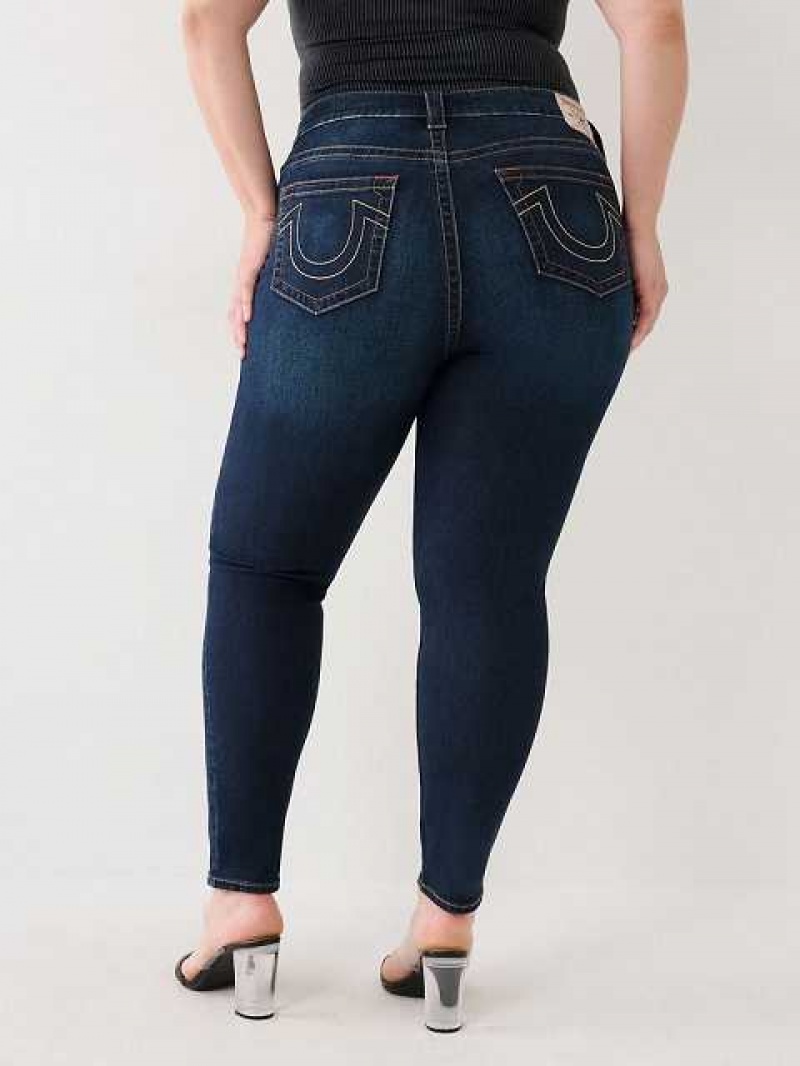 Jeans Skinny True Religion Plus Halle Mid Rise Super Mujer Azules Oscuro | Colombia-CMGIJRF53