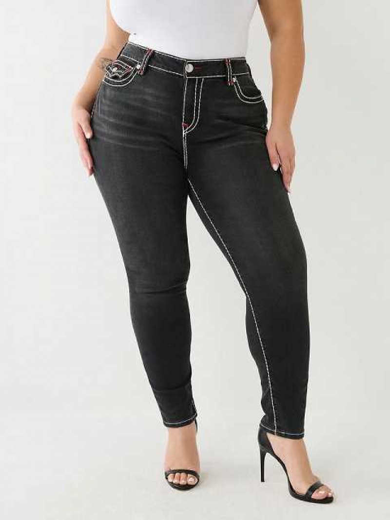 Jeans Skinny True Religion Plus Jennie Mid Rise Super T Mujer Negras | Colombia-DCLKQZJ47