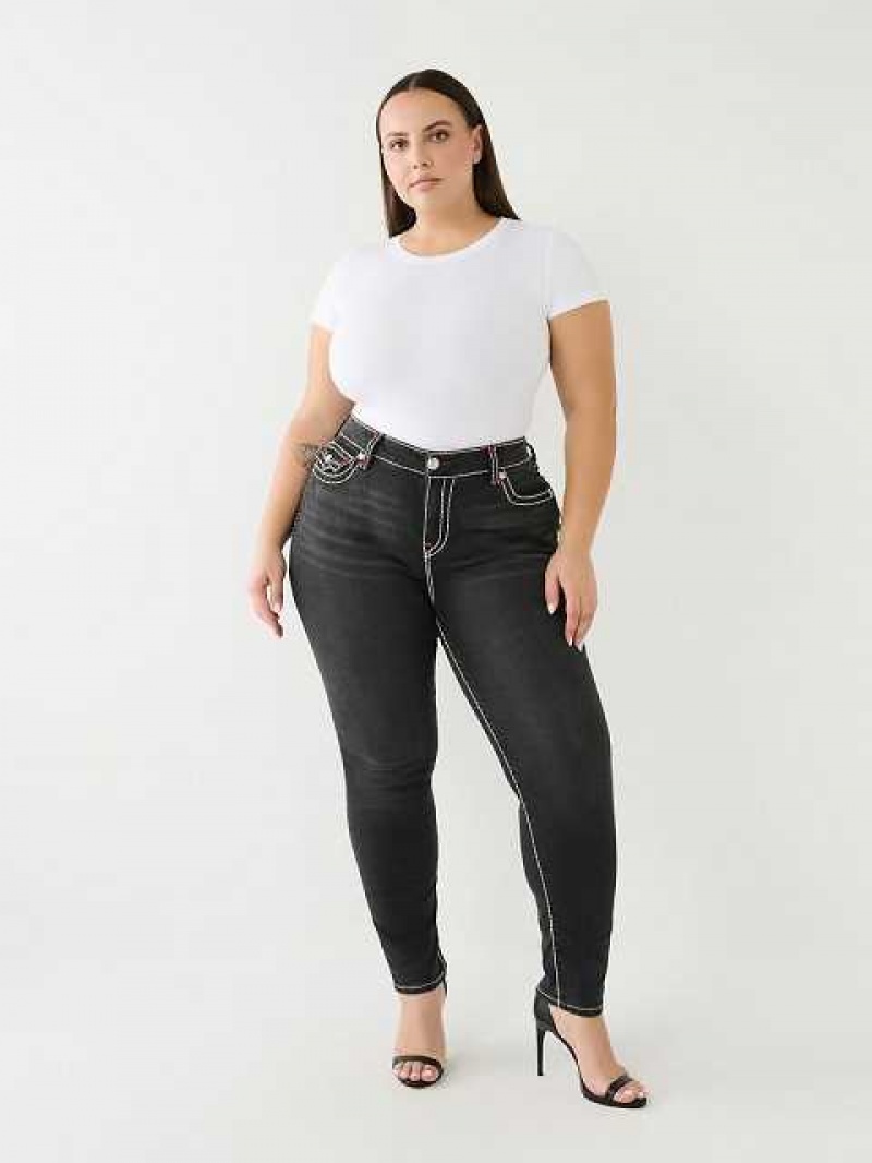 Jeans Skinny True Religion Plus Jennie Mid Rise Super T Mujer Negras | Colombia-DCLKQZJ47