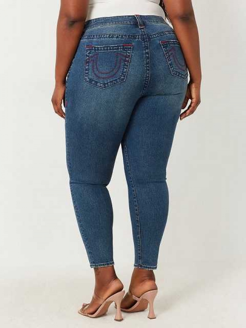 Jeans Skinny True Religion Plus Jennie Mid Rise Super Mujer Azules Oscuro | Colombia-NZDXIBJ23