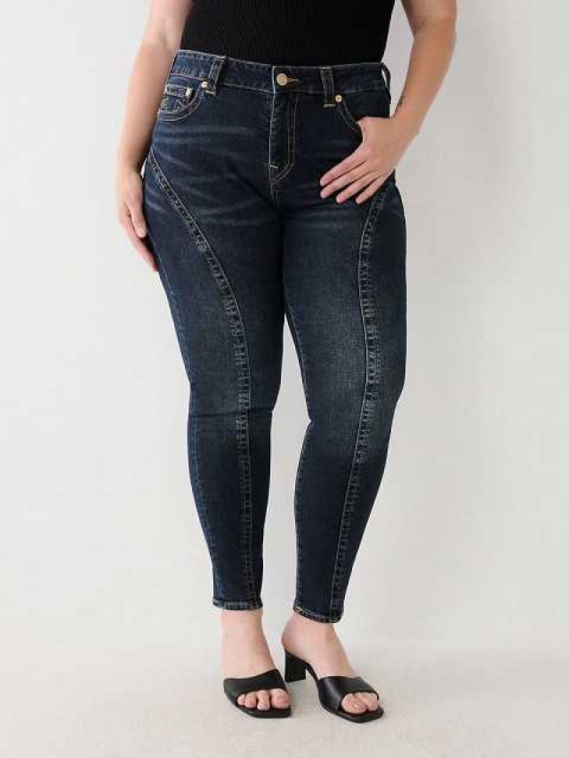 Jeans Skinny True Religion Plus Jennie Mid Rise Curvy Mujer Azul Marino | Colombia-KSQMRDX18